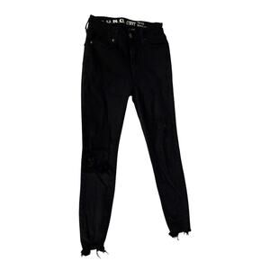 S.O.N.G. Curvy High‑Rise Skinny Ankle Jeans 1/25 – Black Raw Hem